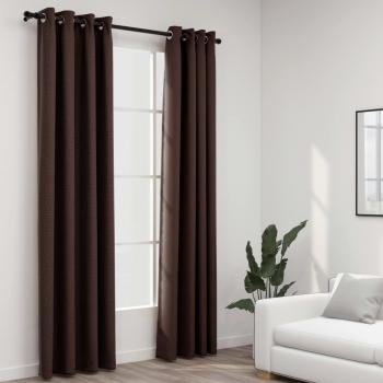 ARDEBO.de - Verdunkelungsvorhänge Ösen Leinenoptik 2 Stk. Taupe 140x245 cm