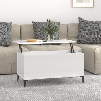 ARDEBO.de - Couchtisch Hochglanz-Weiß 90x44,5x45 cm Holzwerkstoff