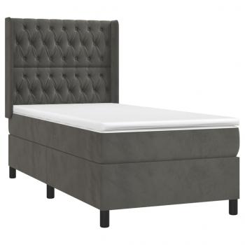 Boxspringbett mit Matratze & LED Dunkelgrau 90x190 cm Samt
