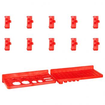 29-tlg. Sichtlagerkasten-Set mit Wandhalterung Rot und Schwarz