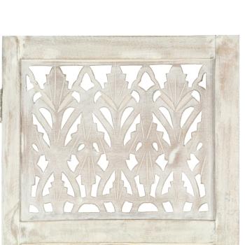 3tlg. Raumteiler Handgeschnitzt Weiß 120×165cm Mango Massivholz
