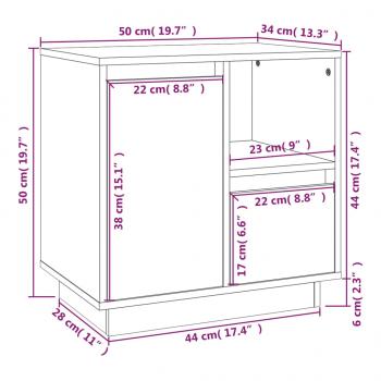 Nachttisch 50x34x50 cm Massivholz Kiefer