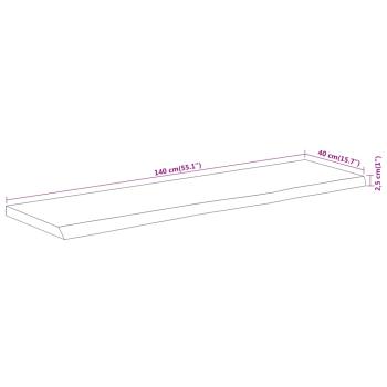 Tischplatte 140x40x2,5cm Rechteckig Massivholz Akazie Baumkante