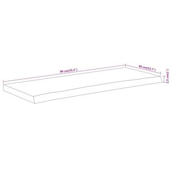 Tischplatte 90x40x2,5 cm Rechteckig Massivholz Akazie Baumkante