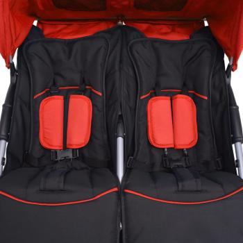 Zwillingskinderwagen Stahl Rot und Schwarz