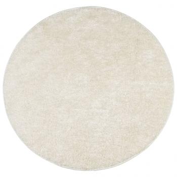 Teppich ISTAN Hochflor Glänzend Creme Ø 80 cm
