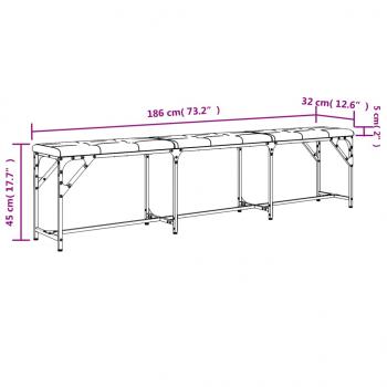 Essbank Schwarz 186x32x45 cm Stahl und Kunstleder