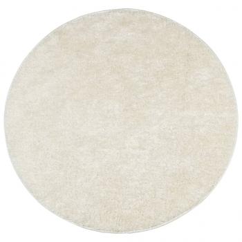 Teppich ISTAN Hochflor Glänzend Creme Ø 100 cm