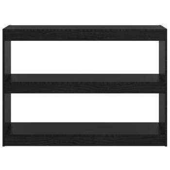 Bücherregal Raumteiler Schwarz 100x30x71,5 cm Massivholz Kiefer
