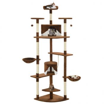 ARDEBO.de - Katzen-Kratzbaum mit Sisal-Kratzsäulen 203 cm Braun und Weiß