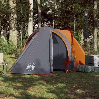 Kuppel-Campingzelt 2 Personen Grau und Orange Wasserdicht