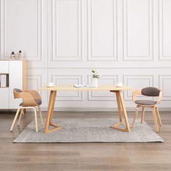 ARDEBO.de - Esszimmerstühle 2 Stk. Bugholz und Taupe Stoff 