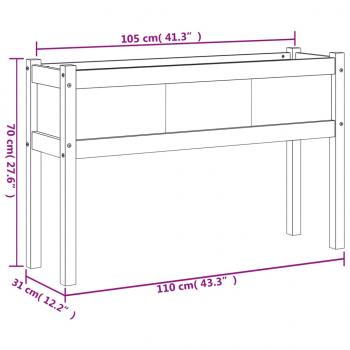 Pflanzkübel mit Beinen Wachsbraun 110x31x70cm Massivholz Kiefer