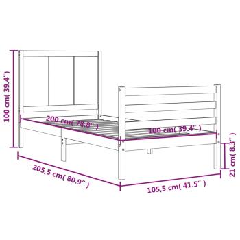 Massivholzbett mit Kopfteil 100x200 cm