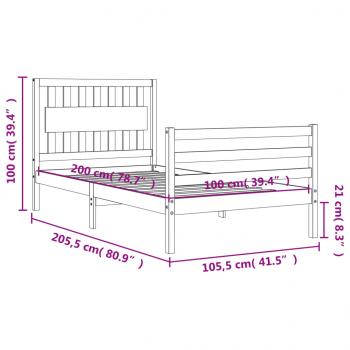 Massivholzbett mit Kopfteil 100x200 cm