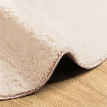 Teppich HUARTE Kurzflor Weich und Waschbar Beige Ø 120 cm