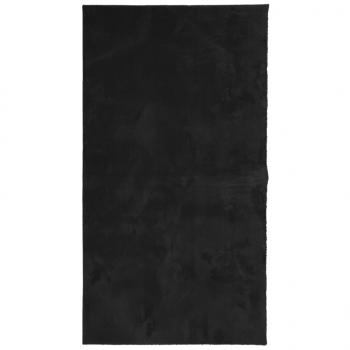 Teppich HUARTE Kurzflor Weich und Waschbar Schwarz 60x110 cm