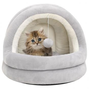 ARDEBO.de - Katzenbett 40x40x35 cm Grau und Creme