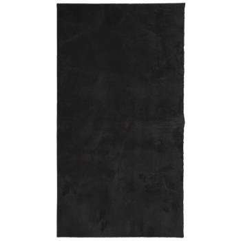 Teppich HUARTE Kurzflor Weich und Waschbar Schwarz 80x150 cm