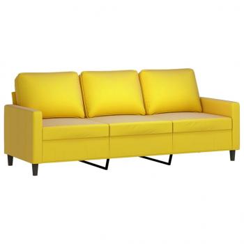 3-Sitzer-Sofa mit Hocker Gelb 180 cm Samt