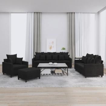 ARDEBO.de - 4-tlg. Sofagarnitur mit Kissen Schwarz Samt