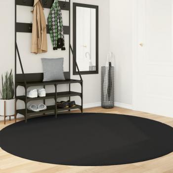 ARDEBO.de - Teppich HUARTE Kurzflor Weich und Waschbar Schwarz Ø 200 cm