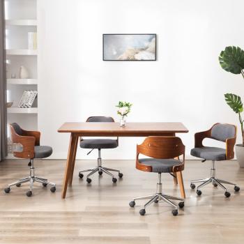 ARDEBO.de - Esszimmerstühle 4 Stk. Drehbar Grau Bugholz und Stoff
