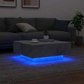 Couchtisch mit LED-Leuchten Betongrau 80x80x31 cm