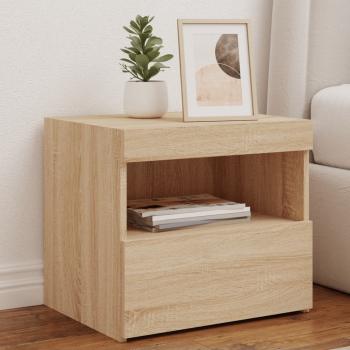 ARDEBO.de - Nachttisch mit LED-Leuchten Sonoma-Eiche 50x40x45 cm
