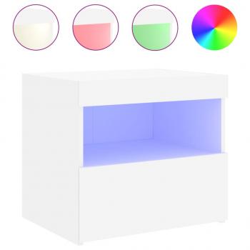 Nachttische mit LED-Leuchten 2 Stk. Weiß 50x40x45 cm