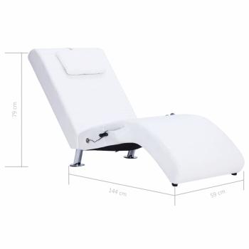 Massage-Chaiselongue mit Kissen Weiß Kunstleder