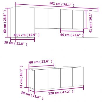 6-tlg. Wohnwand Räuchereiche Holzwerkstoff