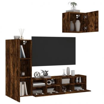 ARDEBO.de - 4-tlg. Wohnwand Räuchereiche Holzwerkstoff
