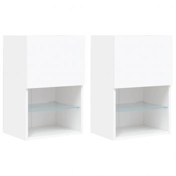 ARDEBO.de - TV-Schränke mit LED-Leuchten 2 Stk. Weiß 40,5x30x60 cm