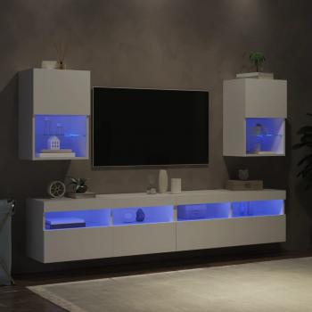TV-Schränke mit LED-Leuchten 2 Stk. Weiß 40,5x30x60 cm