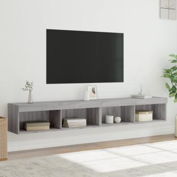TV-Schränke mit LED-Leuchten 2 Stk. Grau Sonoma 100x30x30 cm