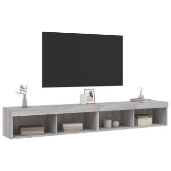 TV-Schränke mit LED-Leuchten 2 Stk. Grau Sonoma 100x30x30 cm