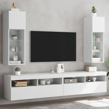 ARDEBO.de - TV-Schränke mit LED-Leuchten 2 Stk. Weiß 30,5x30x90 cm
