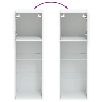 TV-Schränke mit LED-Leuchten 2 Stk. Weiß 30,5x30x90 cm