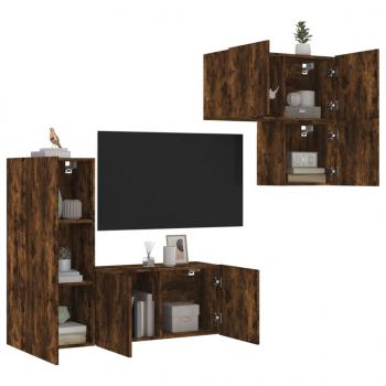 ARDEBO.de - 4-tlg. Wohnwand Räuchereiche Holzwerkstoff