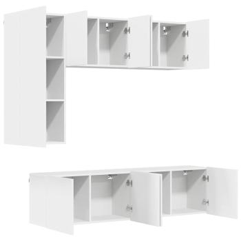 5-tlg. Wohnwand Weiß Holzwerkstoff
