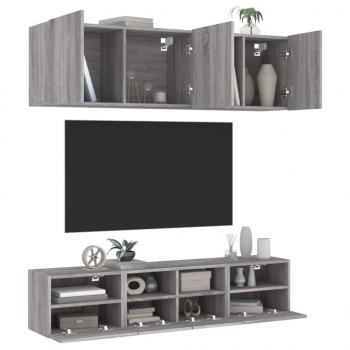 ARDEBO.de - 5-tlg. Wohnwand Grau Sonoma Holzwerkstoff