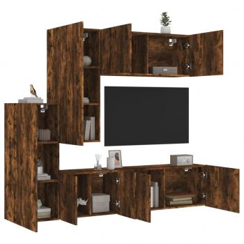 ARDEBO.de - 5-tlg. Wohnwand Räuchereiche Holzwerkstoff