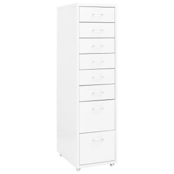 ARDEBO.de - Aktenschrank mit Rollen Weiß 28x41x109 cm Metall