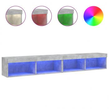 TV-Schränke mit LED-Leuchten 2 Stk. Betongrau 100x30x30 cm