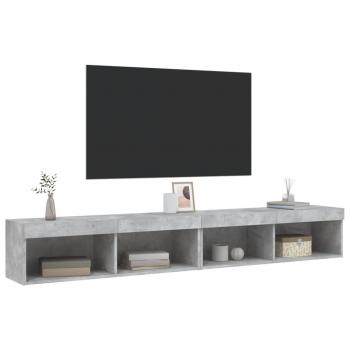 TV-Schränke mit LED-Leuchten 2 Stk. Betongrau 100x30x30 cm