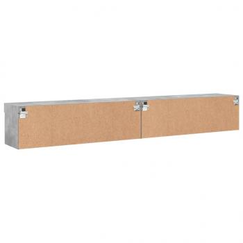 TV-Schränke mit LED-Leuchten 2 Stk. Betongrau 100x30x30 cm