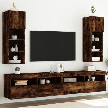 ARDEBO.de - TV-Schränke mit LED-Leuchten 2 Stk. Räuchereiche 30,5x30x90 cm