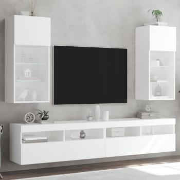 ARDEBO.de - TV-Schränke mit LED-Leuchten 2 Stk. Weiß 40,5x30x90 cm