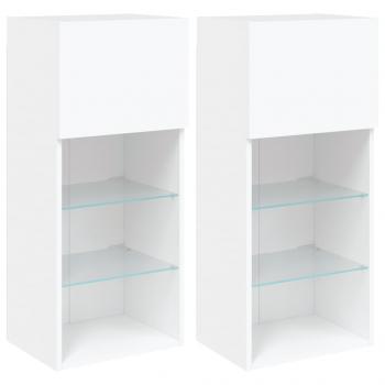 TV-Schränke mit LED-Leuchten 2 Stk. Weiß 40,5x30x90 cm